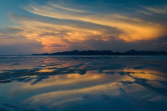 Sunset, Salar de Uyuni salt flats, Bolivia.