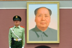 Guard and Mao portrait, Forbidden City, China.