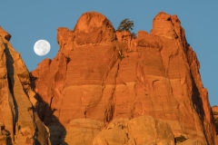 Full moon and sandstone towers, Burr Trail, Utah.